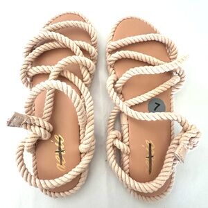Aerie Rope Cross Flat Sandal 
Beige Rope-Strap Women’s Sandals
Gladiator Style